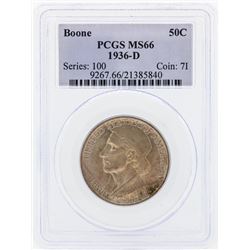 1936-D Boone Commemorative Half Dollar Coin PCGS MS66