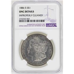 1886-S $1 Morgan Silver Dollar Coin NGC UNC Details