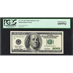 2001 $100 Federal Reserve STAR Note PCGS Superb Gem New 68PPQ