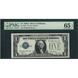 1928A $1 Funnyback Silver Certificate Note Fr.1601 PMG Gem Uncirculated 65EPQ