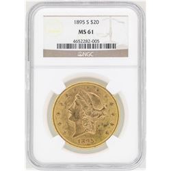 1895-S $20 Liberty Head Double Eagle Gold Coin NGC MS61