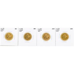 Lot of (4) $5 Liberty Head Half Eagle Gold Coins