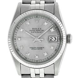 Rolex Men's Stainless Steel 36MM Slate Grey Diamond Datejust Wristwatch