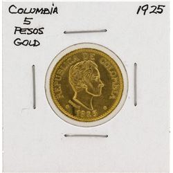 1925 Columbia 5 Pesos Gold Coin