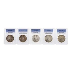 Lot of (5) Assorted Philadelphia Mint $1 Morgan Silver Dollar Coins PCGS MS64