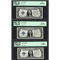 (3) Consecutive 1928A $1 Funnyback Silver Certificate Notes Fr.1601 PCGS Gem New