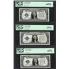 (3) Consecutive 1928A $1 Funnyback Silver Certificate Notes Fr.1601 PCGS Gem New