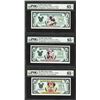 Image 1 : Set of 1990 $1/$5/$10 Disney Dollars Notes PMG Gem Uncirculated 65EPQ