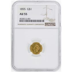 1855 $1 Indian Princess Head Gold Dollar Coin Type 2 NGC AU55