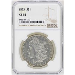 1893 $1 Morgan Silver Dollar Coin NGC XF45