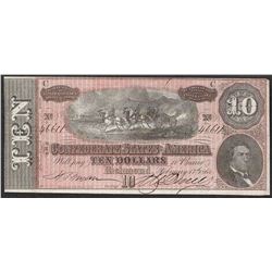 1864 $10 Confederate States of America Note