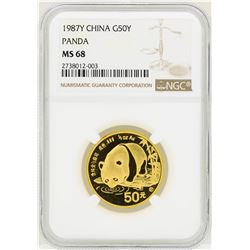 1987 China 50 Yuan Panda Gold Coin NGC MS68