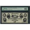 Image 1 : 1865 $1 The Bank of Montgomery County Obsolete Note PMG Gem Uncirculated 66EPQ