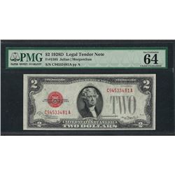 1928D $2 Legal Tender Note Fr.1505 PMG Choice Uncirculated 64EPQ