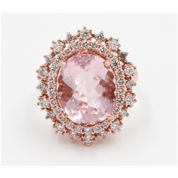 14KT Rose Gold 7.18 ctw Pink Morganite and Diamond Engagement Ring