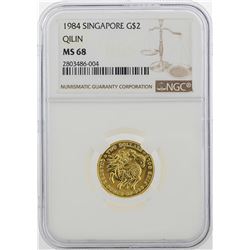 1984 Singapore $2 Gold Coin NGC MS68