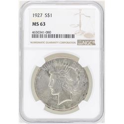 1927 $1 Peace Silver Dollar Coin NGC MS63