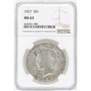 Image 1 : 1927 $1 Peace Silver Dollar Coin NGC MS63