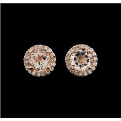 14KT Rose Gold 1.54 ctw Morganite and Diamond Earrings