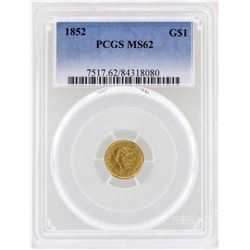 1852 $1 Liberty Head Gold Dollar Coin PCGS MS62