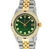 Image 2 : Rolex Men's Two Tone 14K Green String Diamond & Ruby Diamond Datejust Wristwatch