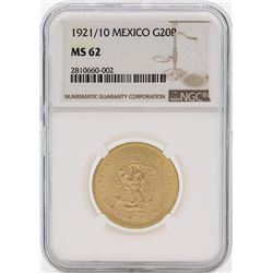 1921/10 Mexico 20 Pesos Gold Coin NGC MS62