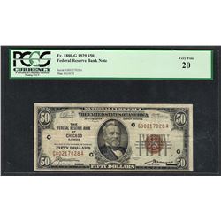 1929 $50 Federal Bank of Chicago Note Fr.1880-G PMG Very Fine 20