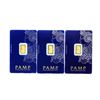 Image 1 : Set of (3) 2.5 Gram Swiss Made PAMP Gold Ingot Cards