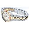 Image 7 : Rolex Ladies Two Tone 14K Silver Diamond & Ruby Datejust Wristwatch