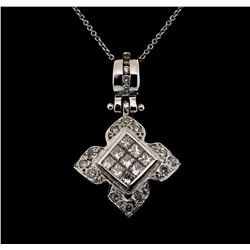 14KT White Gold 1.00 ctw Diamond Pendant with Chain