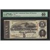 Image 1 : 1863 $5 Confederate State of America Note T-60 PMG Extremely Fine 40