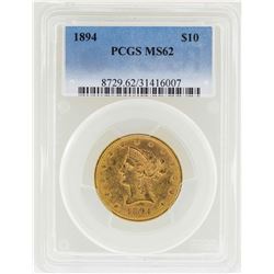 1894 $10 Liberty Head Eagle Gold Coin PCGS MS62
