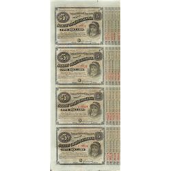 Uncut Sheet of (4) State of Louisiana Baby Bond Obsolete Notes