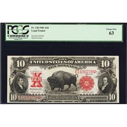 1901 $10 'Bison' Legal Tender Note Fr.120 PCGS Choice New 63