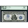 Image 1 : 1899 $5 'Indian Chief' Silver Certificate Note Repeater Serial PCGS About New 53