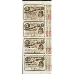 Uncut Sheet of (4) State of Louisiana Baby Bond Obsolete Notes