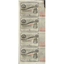 Uncut Sheet of (4) State of Louisiana Baby Bond Obsolete Notes