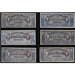 Lot of (6) 1915 1 Peso Mexico Revolutionary State of Chihuahua Notes