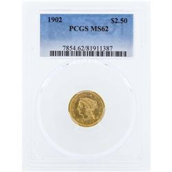 1902 $2 1/2 Liberty Head Quarter Eagle Gold Coin PCGS MS62