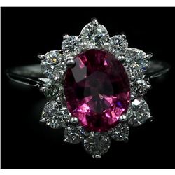 14KT White Gold 3.70 ctw Oval Cut Pink Tourmaline and Diamond Band Ring