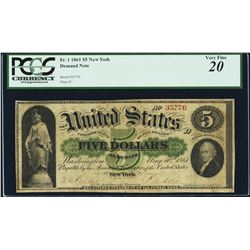 1861 $5 Demand Note New York Fr.1 PCGS Very Fine 20