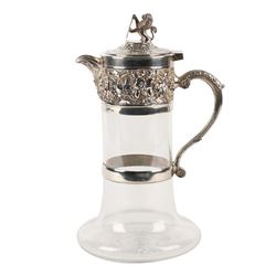 Repousse Silver Crystal Wine Carafe