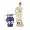 Image 1 : Bisque Figurine and Jasperware Pitcher