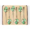 Image 2 : Cased Enamelled Sterling Teaspoons