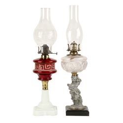 Figural & Cranberry Oil Lamps