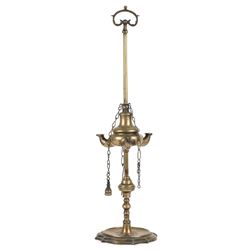 Brass Pedestal Whale Oil Lamp