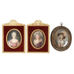 Three (3) Portrait Miniatures