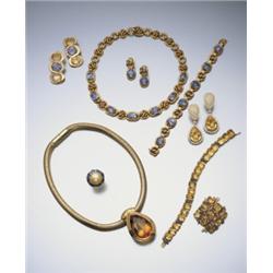 A PAIR OF YELLOW SAPPHIRE, EMERALD AND DIAMOND EARPENDANTS