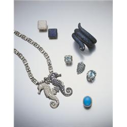 A PLATINUM AND MULTI-GEM PENDANT NECKLACE