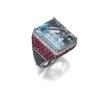Image 1 : AN AQUAMARINE, TOURMALINE AND DIAMOND RING